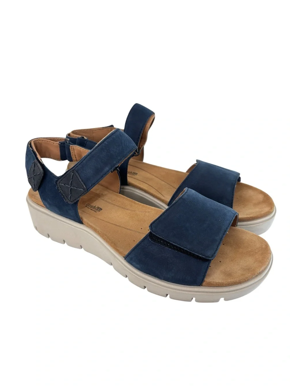 Clarks Un Karely Bay Slingback Comfort Sandals Sz 10 Ankle Strap Adjustable Navy